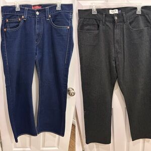 34x30 Pants- Levi's Men's Straight Leg Jeans in Dark Blue & Gap Boot Fit Stretch